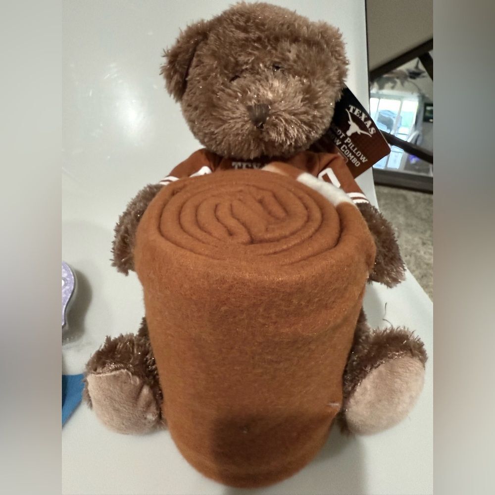 Texas Longhorn Brown Teddy Bear with Blanket